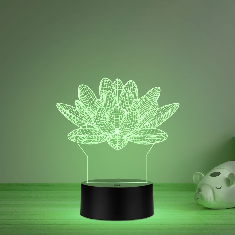3D Illusion Lotus Flower Led Night Lamp Multicolored Light Home Decor Light